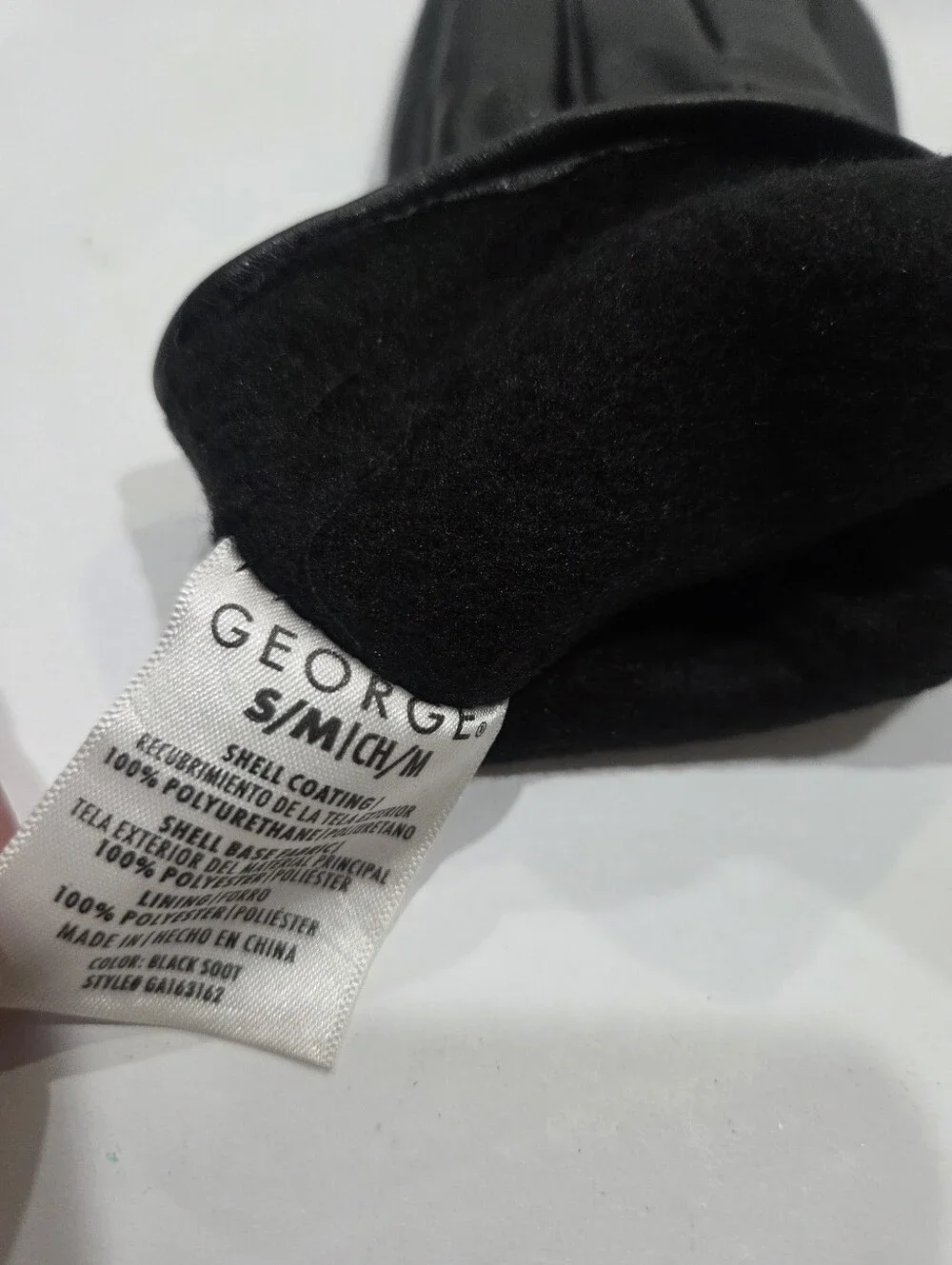 George Women's Black Faux  Leather  Gloves Sz.S/M